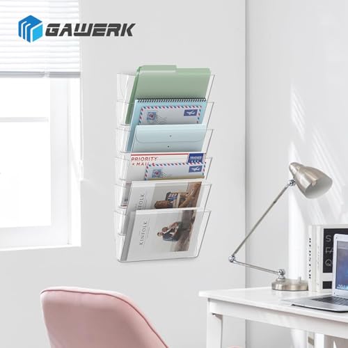 Gawerk Clear Acrylic Single Pocket, Plastic Hanging Wall Mount File Holder for Office Home (Clear, 8 Pack) - color: Clear, size: 8 Pack