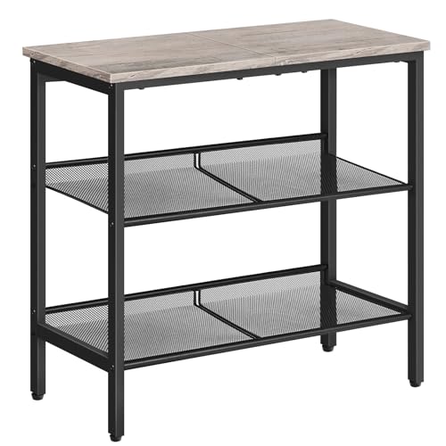 HOOBRO Side Table, 3-Tier Narrow End Table, Nightstand with 2 Flat or Slant Adjustable Shelves for Small Spaces, Hallway, Living Room, Bedroom, Sturdy, Easy Assembly, Greige and Black BG23BZ01G1 - color: Greige + Black