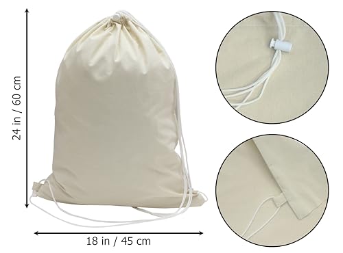 COTTON CRAFT Large Laundry Bag Backpack - 2 Pack Heavy Duty Durable Canvas Drawstring Closure Laundry Bag - Washable Utility Sack, College Dorm Hamper, Travel Laundry Organizer -18x24 inches - Natural - size: Backpack / 2 Pack