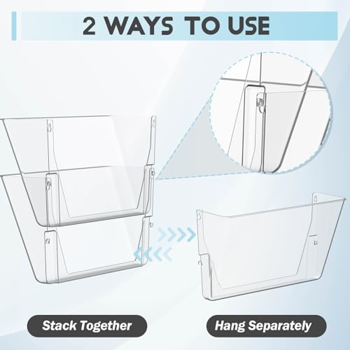 Gawerk Clear Acrylic Single Pocket, Plastic Hanging Wall Mount File Holder for Office Home (Gray, 6 Pack) - color: Gray, size: 6 Pack