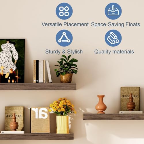 Floating Shelves for Wall, Bathroom Shelves Over Toilet, Wall Shelves & Book Shelf, Hanging Shelf, Modern Wooden Wall-Mounted Samll Floating Shelves, 12x7x1.5 in (Smoke-Gray, Set of 2) - color: Smoke Gray, size: 12"(set of 2)