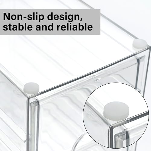 Prsildan Acrylic Drawer Makeup Organizer with 4 Drawers, Set of 2 Office Desk Organizers Accessories, Clear Stackable Storage Drawers for Vanity, Countertop, Craft, Jewelry, Art Supply Organization - style: 4 Drawers