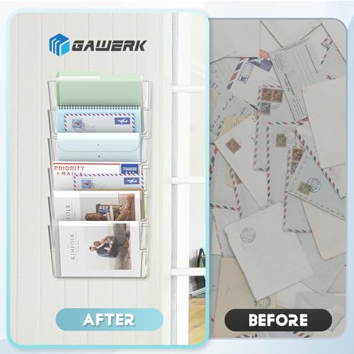 Gawerk Clear Acrylic Single Pocket, Plastic Hanging Wall Mount File Holder for Office Home (White, 2 Pack) - color: White, size: 2 Pack