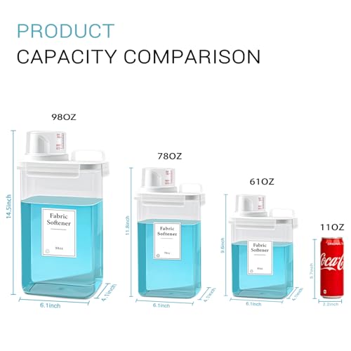 2 Pack Laundry Detergent Dispenser, 61oz Detergent Dispenser, Refluxable Laundry Detergent Container, Plastic Liquid Laundry Detergent Dispenser for Laundry Room Organization with 6 Labels - size: 61 Fl Oz (Pack of 2)