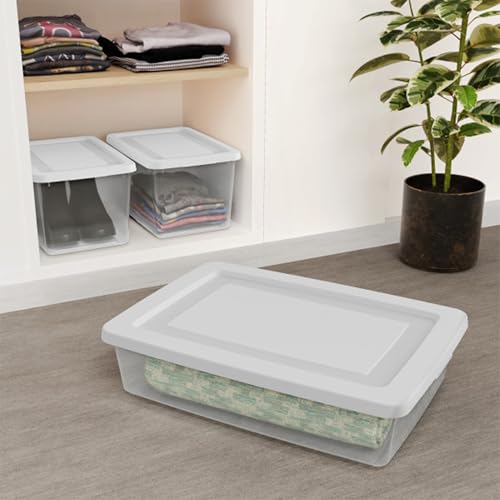 Sterilite 6 Pack Storage Boxes, Clear Plastic Stackable Containers, Lightweight Home Organizers with Snap Lids, 20 Quart, White - size: 20 Quart, style: 6 Pack