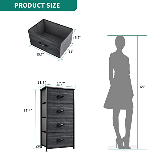 YITAHOME Dresser with 4 Drawers - Fabric Storage Tower, Organizer Unit for Bedroom, Hallway, Closets - Sturdy Steel Frame, Wooden Top & Easy Pull Fabric Bins - color: Charcoal Print, style: 4-Drawer
