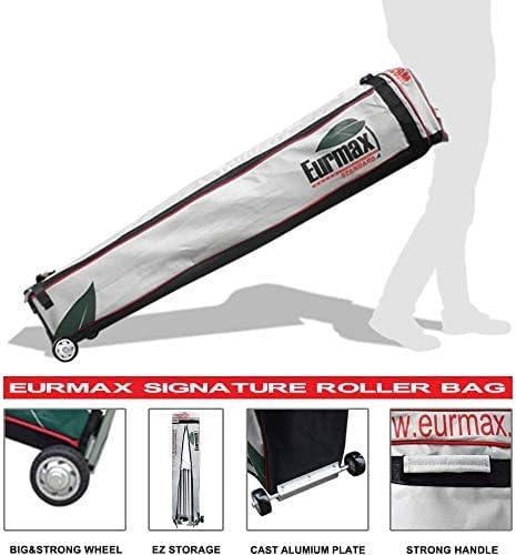 Eurmax USA Printed 5x5 Pop Up Canopy Tent Commercial Instant Canopies with Heavy Duty Roller Bag,Bonus 4 Sand Weights Bags (Printed Black)