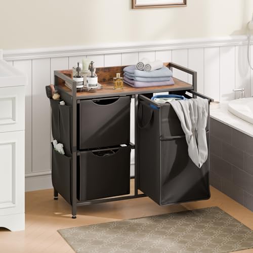 Laundry Sorter with 3 Section, 100L Laundry Hamper with Wheels, Laundry Basket with Small Side Pockets and Pull-Out Removable Liners,for Laundry Room Bedroom Bathroom - size: 100L