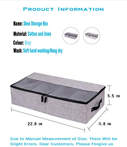 AARAINBOW 2 Packs Foldable Under Bed Shoes Organizer with Lids, Underbed Clothes Storage Container with Divider, UnderBed Storage Bins Box with Clear Window (Gray+Coffee) - color: Gray+Coffee
