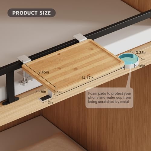 Magheo Bedside Shelf Wood, Foldable Clip-On Bed Shelf for Top Bunk Space Saving Bed Side Table Tray for College Dorm Essentials,Loft Nightstand Organizer Tray with Removable Cup Holder, Hooks - size: Foldable+cup holder/hooks