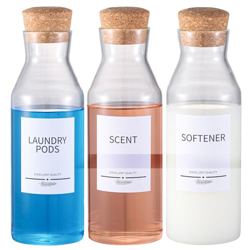 3Pack Glass Laundry Detergent Dispenser with 7Pcs Labels,40oz Liquid Laundry Detergent Dispenser,Laundry Containers for Organizing Liquid Detergent Dispenser Laundry Soap Dispenser - size: 40oz*3