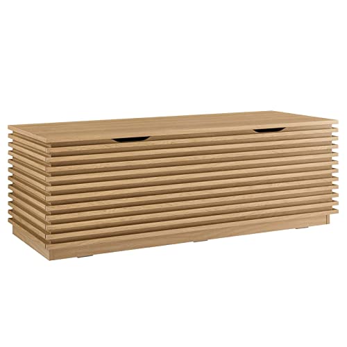 Modway Render 47" Wood Grain Storage Bench in Oak - color: Oak