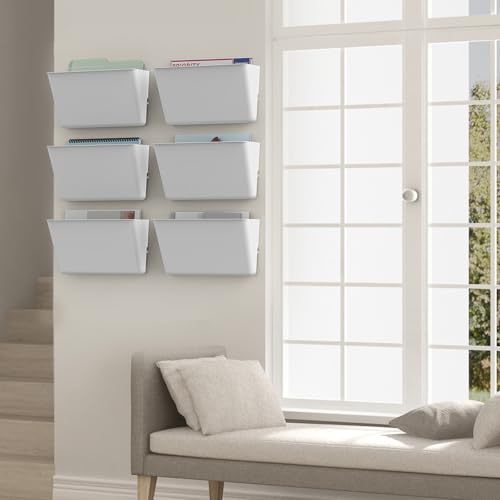 Gawerk Clear Acrylic Single Pocket, Plastic Hanging Wall Mount File Holder for Office Home (White, 4 Pack) - color: White, size: 4 Pack