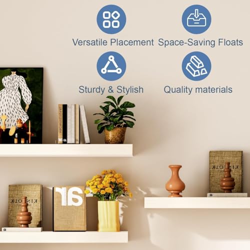 Floating Shelves for Wall White Shelves Bathroom, Bedroom and Living Room, Wall Shelves & Book Shelf, Hanging Shelf, Modern Wooden Wall-Mounted Small Floating Shelf, 12x7x1.5 in, Set of 2 - color: White, size: 12"(set of 2)