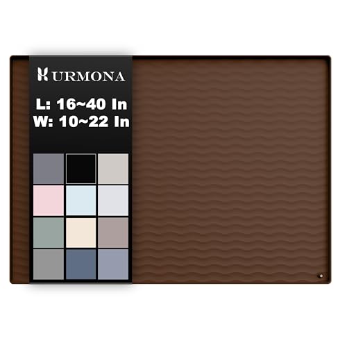 URMONA 19'' x 12'' Waterproof Silicone Under Sink Mat Cabinet and Counter Protector, Shelf Liner for Kitchen and Bathroom, Storage and Organizers, Litter Mat, Pet Cat Puppy Essentials(Brown) - color: Brown, size: 19"L x 12"W