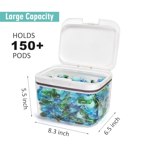 Pensino Laundry Pods Container Holder with Lid, Laundry Room Storage Container for Detergent Pods Laundry Powder Scent Booster Container with Scoop - size: 2.8L