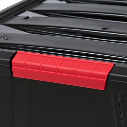 IRIS USA 51 L (54 QT) Plastic Storage Box with Lid and Latches - 4 Pack - BPA-Free, Garage Organizing Solution, Durable Nestable Stackable Containers, Secure Pull Handle - Black - size: 54 Qt, style: 4 Pack