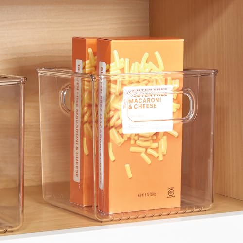iDesign Storage Bin with Handles - Cube Organizer Bin for Pantry, Set of 4, Clear, Made in USA - style: Pack of 4