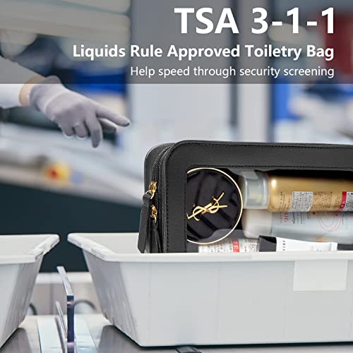 LETGO Clear Makeup Bags, TSA Approved Toiletry Bag with Zipper, Clear Makeup Organizer Fit Carry-on Travel Essentials,Clear Cosmetic Bags for Women Men (O-Black) - color: O-Black