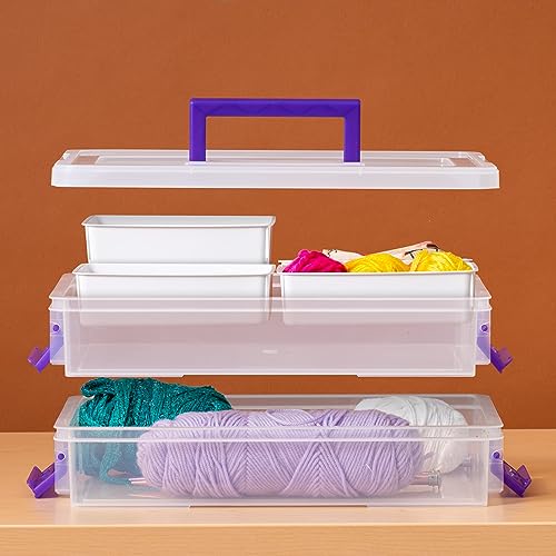 IRIS USA 9 Qt. Plastic Craft Storage Container Bins with Lids,Small Art & Office Supply Organizer Tote,Sensory Bins & Boxes for Home-& University,Latchable,Stackable,Portable,Clear,(Pack of 8) - size: 9 Qt. - 8 Pack, style: STACK & CARRY - 2 Layered