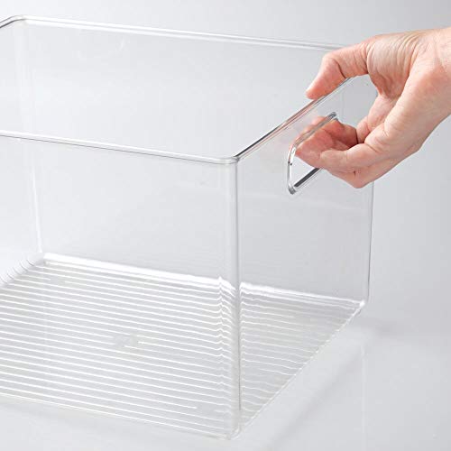 mDesign Large Plastic Storage Organizer Container Bin, Closet Organization for Hallway, Bedroom, Linen, Coat, and Entryway - Holds Clothing, Blankets, and Accessories, Ligne Collection, Clear - size: 12 x 10 x 8 (Pack of 1)