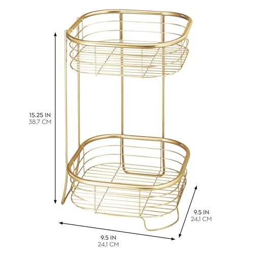 iDesign 2-Tier Bathroom Freestanding Square Shower Caddy Organizer - Gold - color: Gold