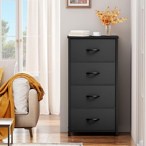 YITAHOME 4-Drawer Fabric Dresser, Furniture Storage Tower Cabinet, Organizer for Bedroom, Living Room, Hallway, Closet, Sturdy Steel Frame, Wooden Top, Easy-to-Pull Fabric Bins(Gray) - color: Grey, style: 4-Drawer