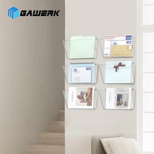 Gawerk Clear Acrylic Single Pocket, Plastic Hanging Wall Mount File Holder for Office Home (Clear, 4 Pack) - color: Clear, size: 4 Pack