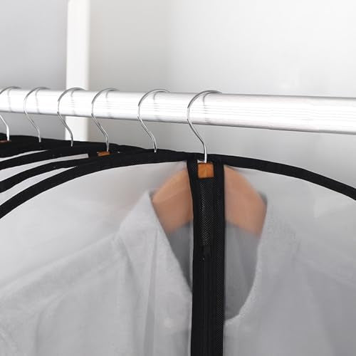 Extra Long Dress Garment Bags 60in Clear Hanging Lightweight Breathable Dust Proof Cover with Study Full Zipper for Storage Clothes and Travel Pack of 6 - size: 6pcs 24'' x 60''