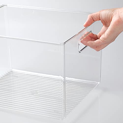 mDesign Large Plastic Storage Organizer Container Bin, Closet Organization for Hallway, Bedroom, Linen, Coat, and Entryway - Holds Clothing, Blankets, and Accessories, Ligne Collection, Clear - size: 12 x 10 x 8 (Pack of 1)