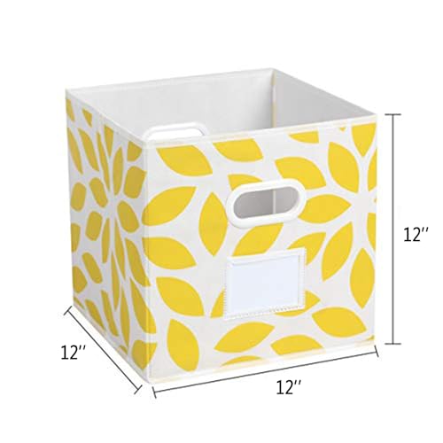 MAX Houser Fabric Storage Bins Cubes Baskets Containers with Dual Plastic Handles for Home Closet Bedroom Drawers Organizers, Flodable, Set of 6 (Yellow) - color: 22 yellow