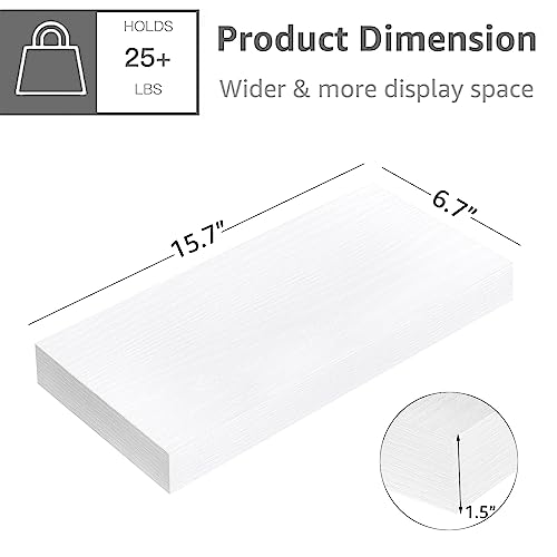 QEEIG Floating Shelf for Wall Bathroom Shelves Bedroom Kitchen Living Room Farmhouse Small Book Shelf 16 inch Set of 1, White (015-W1) - color: B. White, size: 1pc