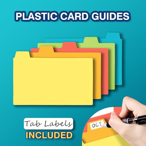 H4D Index Card Holder 3x5 Inches with 25 Plastic Dividers, Black - color: Black, size: 3x5 inch