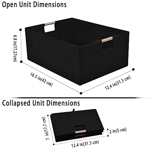 xianshengle Storage Bins & Fabric Storage Basket for Shelves - Decorative Baskets Storage Box Cubes Containers W/Handles for Closet Shelf Nursery Toy, Home, Office, Books,Bathroom (Black 2 Pack)