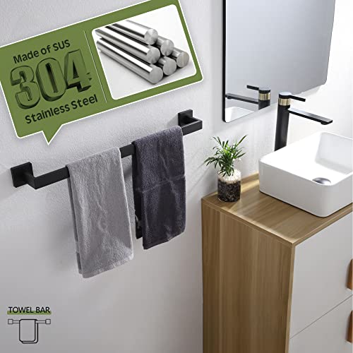 KOKOSIRI 20-Inch Single Towel Bar, Bathroom Kitchen Towel Holder, Wall Mounted SUS304 Stainless Steel Towel Rack 2 Pack, Matte Black, B4003BK-L20-P2 - color: Matte Black, size: 20-Inch (2 Pack)