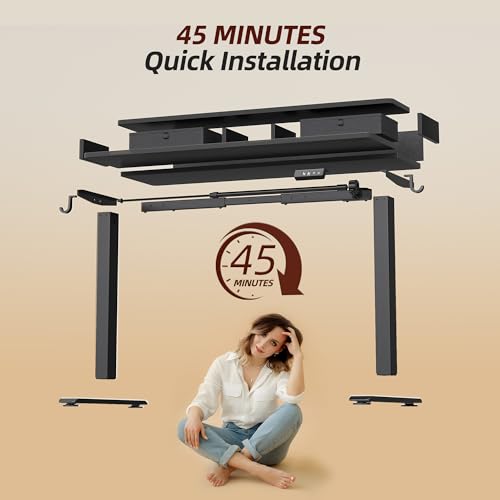 TIQLAB Standing Desk with Two Drawers, Stand Up Standing Desk Adjustable Height, Electric Sit Stand Table with Storage Shelf and Splice Board, 55 * 24 inch, Black - color: Black, size: 55*24 inch without keyboard tray
