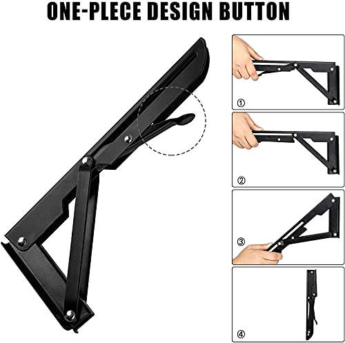 Folding Shelf Brackets - 18 Inch 2 Pcs DIY Wall Mounted Shelf Brackets for Garage Workstation, Stuff Supports, Plant Stand - Heavy Duty Metal Collapsible Floating Shelf Bracket Black - size: 18 Inch- 2 Packs