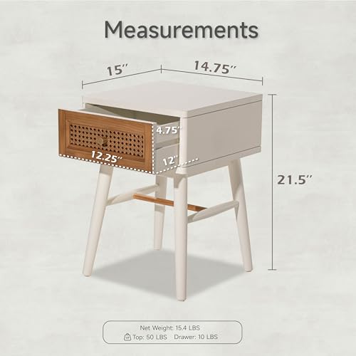 COZAYH Set of 2 Fully-Assembled Modern Farmhouse Clean-Lined Nightstand, End Table with 1 Drawer,Distressed White - color: Distressed White, style: 1 Drawer/2 pack