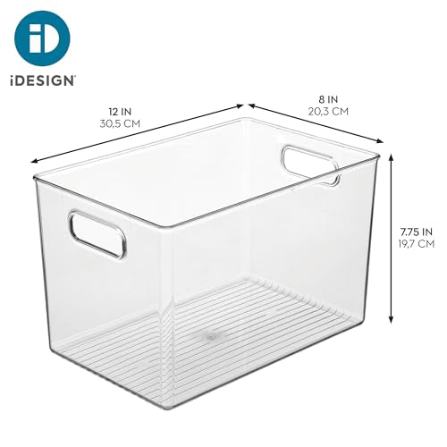 iDesign Storage Bins with Handles - Organizer Bins for Kitchen, Pantry, Bathroom, or Home Office - Set of 4 - Clear - style: Pack of 4