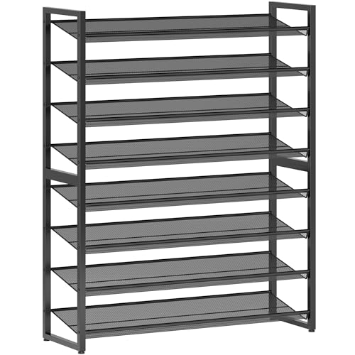 Nunsino Shoe Rack,8 Tier Metal Shoe Organizer,Max Holds 40 Pairs,Heavy Duty Shoes Shelf for Garage, Entryway, Closet,Black - color: Black, size: 8 Tier