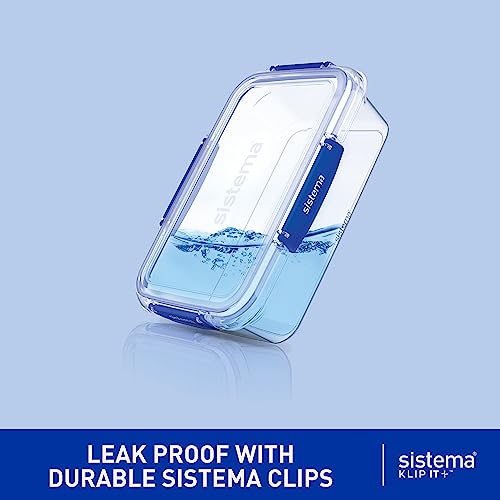 Sistema KLIP IT+ 6-Pack Rectangle Food Storage Containers, Stackable & Airtight Food Boxes with Lids, Dishwasher, Freezer, & Microwave-Safe, BPA-Free, 2.2L / 1L / 400mL - size: Assorted Sizes (6-Pack)