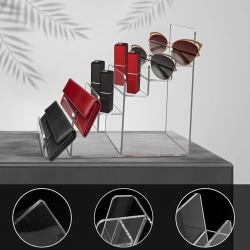 Acrylic Wallet Display Stand Purse Handbag Organizer, Clear Jewelry Riser Display Stand Purse Display Rack, Acrylic Display Shelf for Cosmetic Perfume Jewelry Sunglasses Handbag (2 PCS-4 Tier) - size: 2 PCS-4 Tier