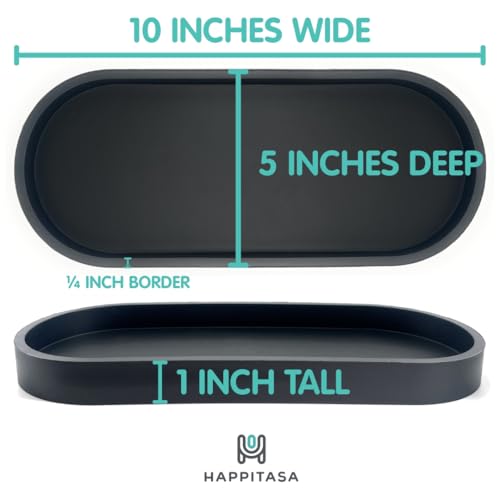 Happitasa Premium 12” x 5” Silicone Vanity Tray | Sink and Surface Organizer with Sturdy Non-Slip Base | Heat Safe, Dishwasher Safe (Grey) - color: Gray