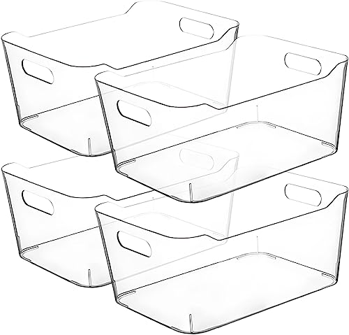 Clear Extra Large Plastic Storage Bins, Pantry Organizers and Storage Containers Fridge Organizer Bins for Organizing Home, Kitchen Organization. Bathroom, Refrigerator, Freezer, Laundry Room - size: Extra Large