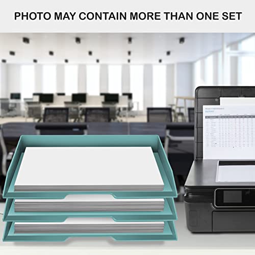 Acrimet Stackable Letter Tray Single Side Load, Plastic, Desktop File Organizer (Solid Green Color) (1 Unit)