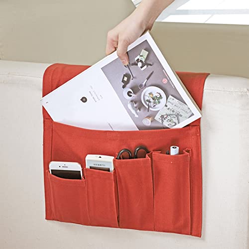 Sofa Armrest Organizer, Armchair Caddy Remote Control Holder for Recliner Couch Arm Chair Caddies with 5 Pockets for Magazine Tablet Phone TV Remotes,Grey,31x83cm - color: Gray