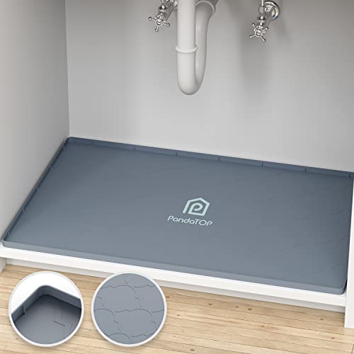 Under Sink Mat, 25" x 22" Silicone Kitchen Cabinet Tray, Waterproof & Flexible Under Sink Liner for Kitchen Bathroom and Laundry Room - size: 22"W x 25"L