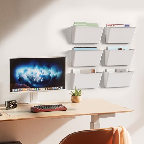 Gawerk Clear Acrylic Single Pocket, Plastic Hanging Wall Mount File Holder for Office Home (White, 4 Pack) - color: White, size: 4 Pack