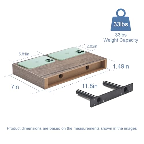 Floating Shelves for Wall, Bathroom Shelves Over Toilet, Wall Shelves & Book Shelf, Hanging Shelf, Modern Wooden Wall-Mounted Samll Floating Shelves, 12x7x1.5 in (Smoke-Gray, Set of 2) - color: Smoke Gray, size: 12"(set of 2)