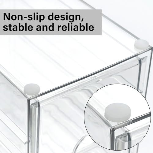 Prsildan Acrylic Drawer Makeup Organizer with 6 Drawers (Not for Baby Bottle), Set of 2 Office Desk Organizers Accessories, Clear Stackable Storage Drawers for Vanity, Craft (Largest Drawer 4" Tall) - style: 6 Drawers